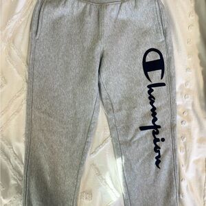 Champion Light Gray Joggers with Black Logo